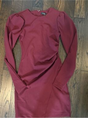 Dynamite Burgundy Long Sleeve Puff Shoulder Mini Dress XS